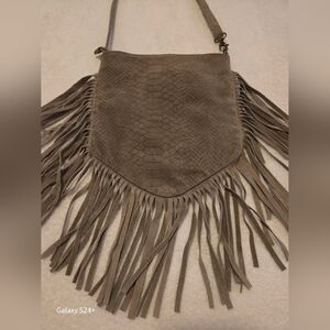 Borse In Pelle Embossed Leather Suede Fringe Crossbody Bag